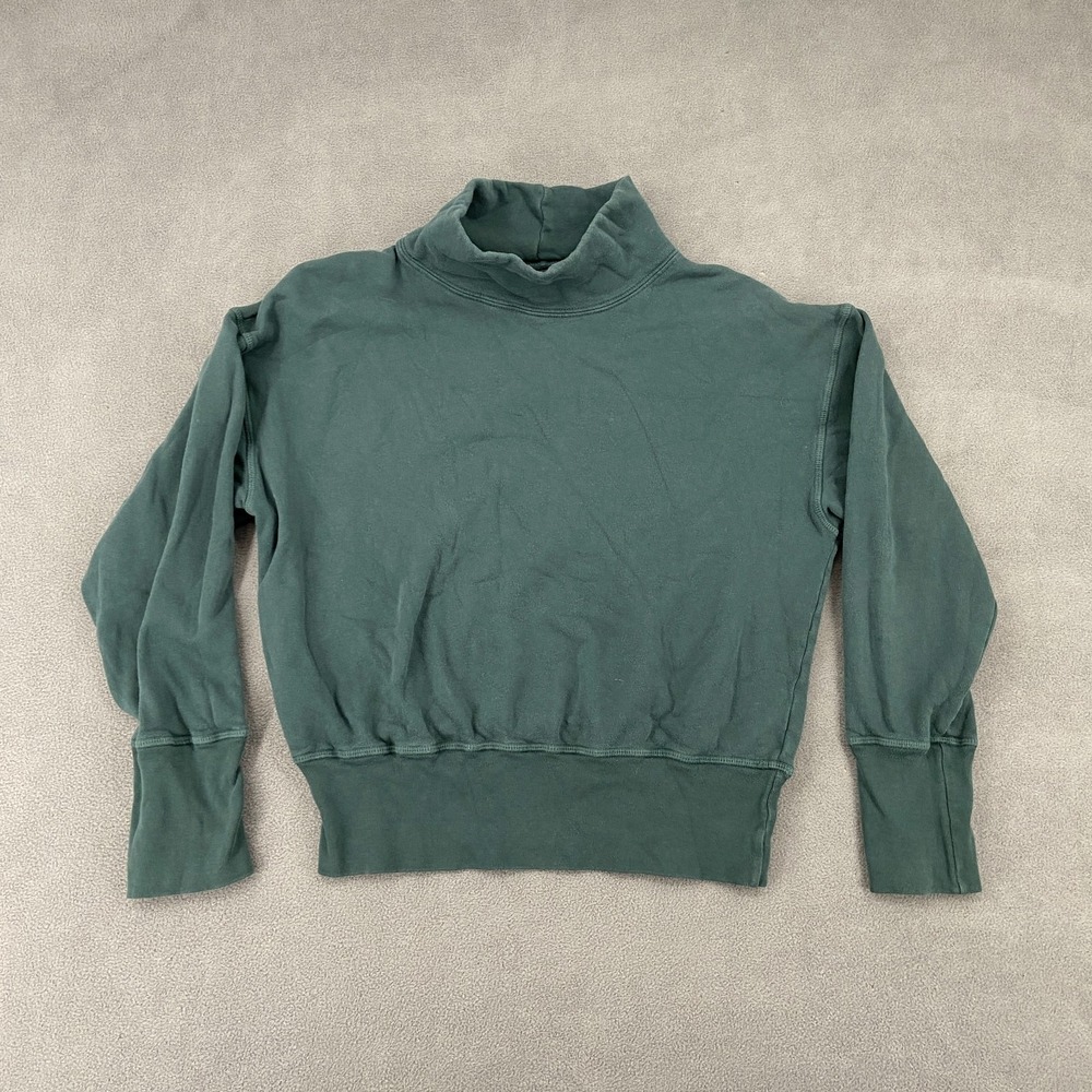 Rivet & Thread Cropped Sweatshirt Womens Medium‎ Green Fleece Lined Mock Neck